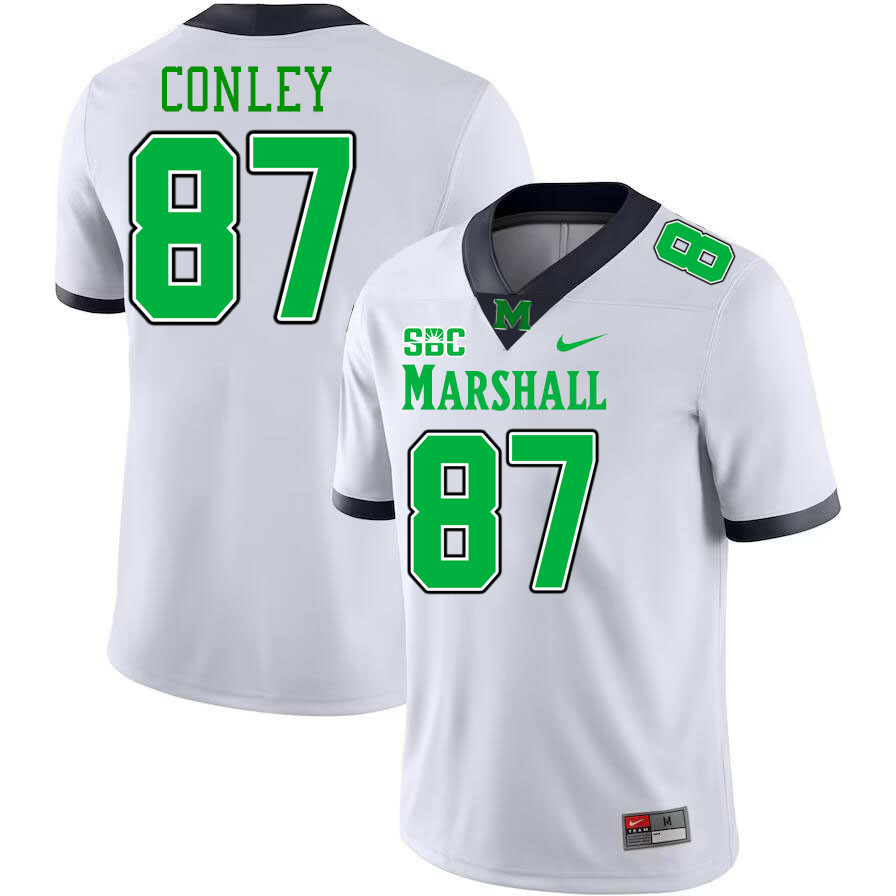 Men #87 Cade Conley Marshall Thundering Herd SBC Conference College Football Jerseys Stitched-White